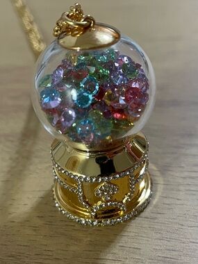 Kate Spade Treat Yourself Gumball Pendant Necklace Multicolor Crystal Globe Gold